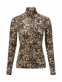 Marc Cain Collections Shirts & Tops<Damen Langarmshirt beige schwarz gemustert