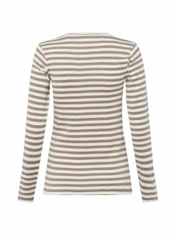 brookshire Shirts & Tops<Damen Langarmshirt taupe ecru gestreift