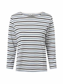 Marie Lund Shirts & Tops<Damen Langarmshirt ecru marine gestreift