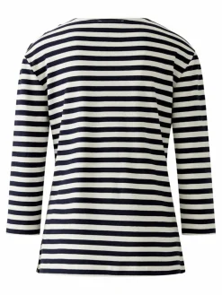 Oui Shirts & Tops<Damen Langarmshirt weiß blau gestreift