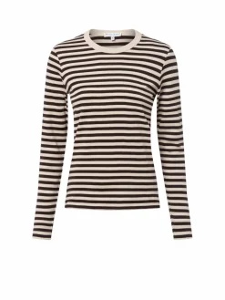 Marie Lund Shirts & Tops<Damen Langarmshirt beige schoko gestreift