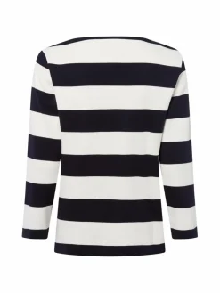 Marie Lund Shirts & Tops<Damen Langarmshirt ecru marine gestreift