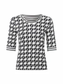 Marc Cain Sports Shirts & Tops<Damen Langarmshirt ecru marine gemustert