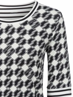 Marc Cain Sports Shirts & Tops<Damen Langarmshirt ecru marine gemustert