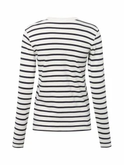Marie Lund Shirts & Tops<Damen Langarmshirt ecru marine gestreift