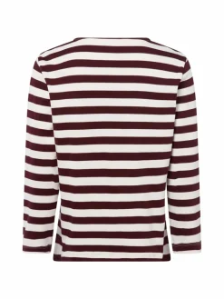 Marie Lund Shirts & Tops<Damen Langarmshirt ecru bordeaux gestreift