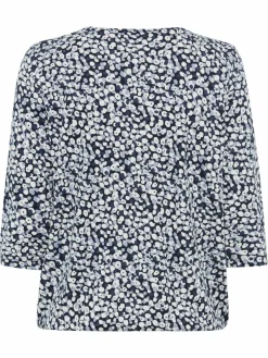 Olsen Shirts & Tops<Damen Langarmshirt - Clara marine ecru gemustert