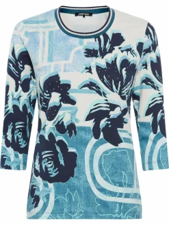 Olsen Shirts & Tops<Damen Langarmshirt - Edda aqua ecru bedruckt