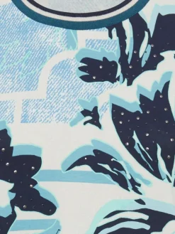 Olsen Shirts & Tops<Damen Langarmshirt - Edda aqua ecru bedruckt