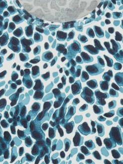 Olsen Shirts & Tops<Damen Langarmshirt - Edda türkis weiß gemustert