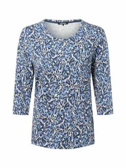 Olsen Shirts & Tops<Damen Langarmshirt - Hannah blau weiß gemustert