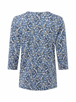 Olsen Shirts & Tops<Damen Langarmshirt - Hannah blau weiß gemustert