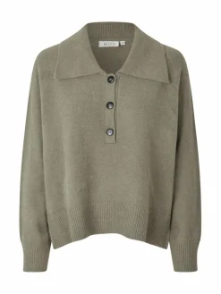 Masai Pullover & Strickjacken<Damen Langarm-Strickpullover grau uni