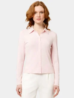 Les Lunes Blusen<Damen langärmeliges Freizeithemd rosa uni