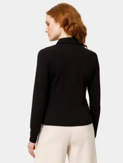 Les Lunes Blusen<Damen langärmeliges Freizeithemd schwarz uni