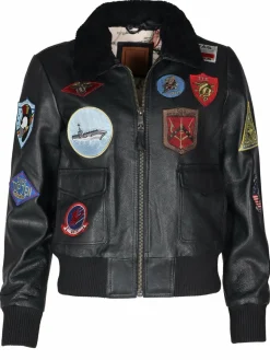Topgun Jacken & Westen<Damen Lederblouson schwarz uni