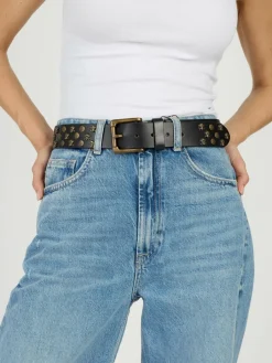 JCC Gürtel & Hosenträger<Damen Ledergürtel schwarz bedruckt