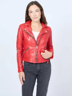 Mustang Jacken & Westen<Damen Lederjacke rot uni