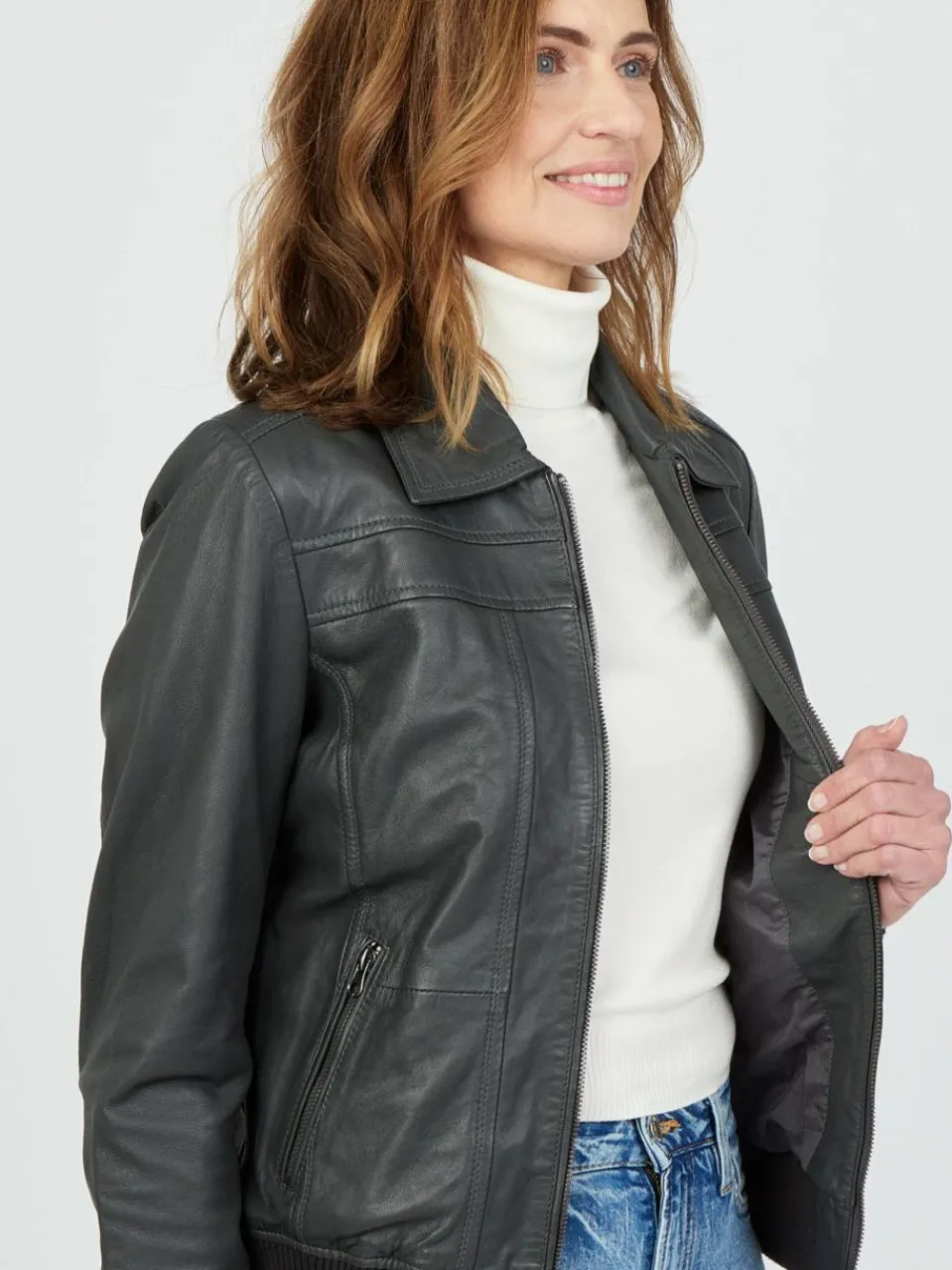 Damen JCC Jacken & Westen>Damen Lederjacke