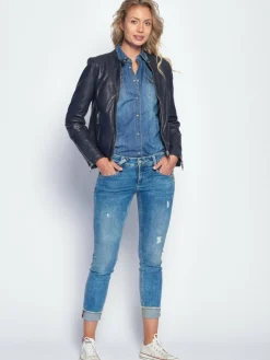 Maze Jacken & Westen<Damen Lederjacke blau uni