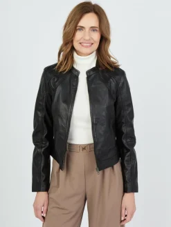 JCC Jacken & Westen<Damen Lederjacke schwarz uni