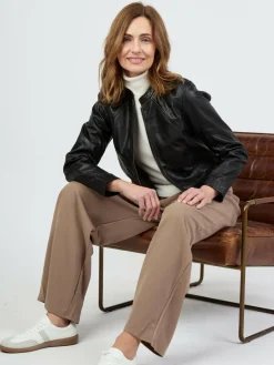 JCC Jacken & Westen<Damen Lederjacke schwarz uni