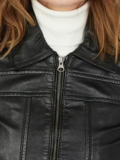 JCC Jacken & Westen<Damen Lederjacke schwarz uni