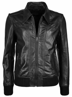 JCC Jacken & Westen<Damen Lederjacke schwarz uni