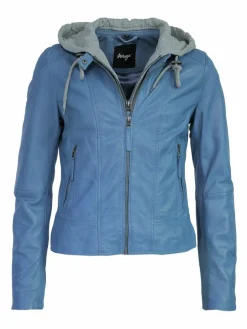 Maze Blazer|Jacken & Westen<Damen Lederjacke blau uni