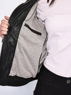 Mustang Jacken & Westen<Damen Lederjacke schwarz uni