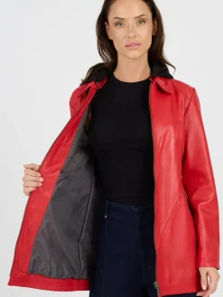 JCC Jacken & Westen<Damen Lederjacke rot uni