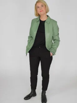 JCC Jacken & Westen<Damen Lederjacke grün uni