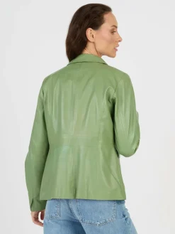 JCC Jacken & Westen<Damen Lederjacke grün uni