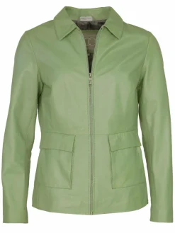 JCC Jacken & Westen<Damen Lederjacke grün uni