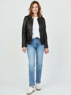 JCC Jacken & Westen<Damen Lederjacke schwarz uni