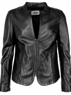 JCC Jacken & Westen<Damen Lederjacke schwarz uni