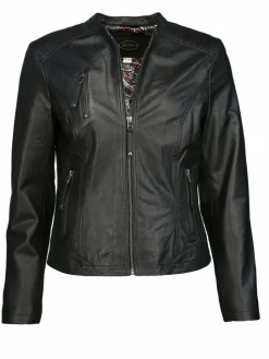 JCC Jacken & Westen<Damen Lederjacke schwarz uni
