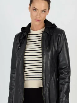 JCC Jacken & Westen<Damen Lederjacke schwarz uni