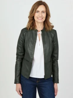 JCC Jacken & Westen<Damen Lederjacke grün uni