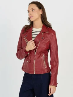 JCC Jacken & Westen<Damen Lederjacke rot uni