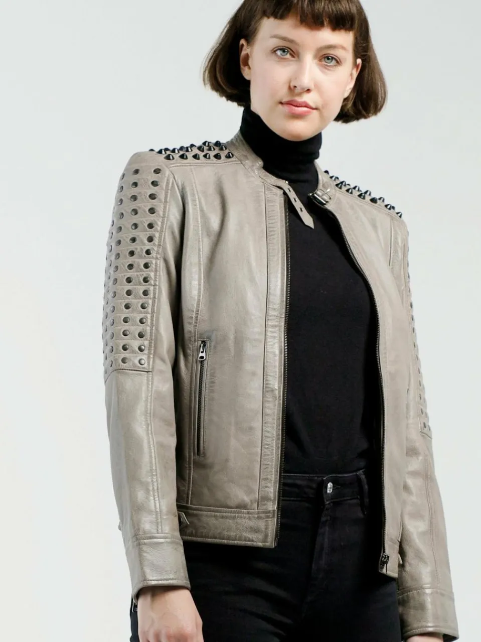 CBL Jacken & Westen<Damen Lederjacke grau uni