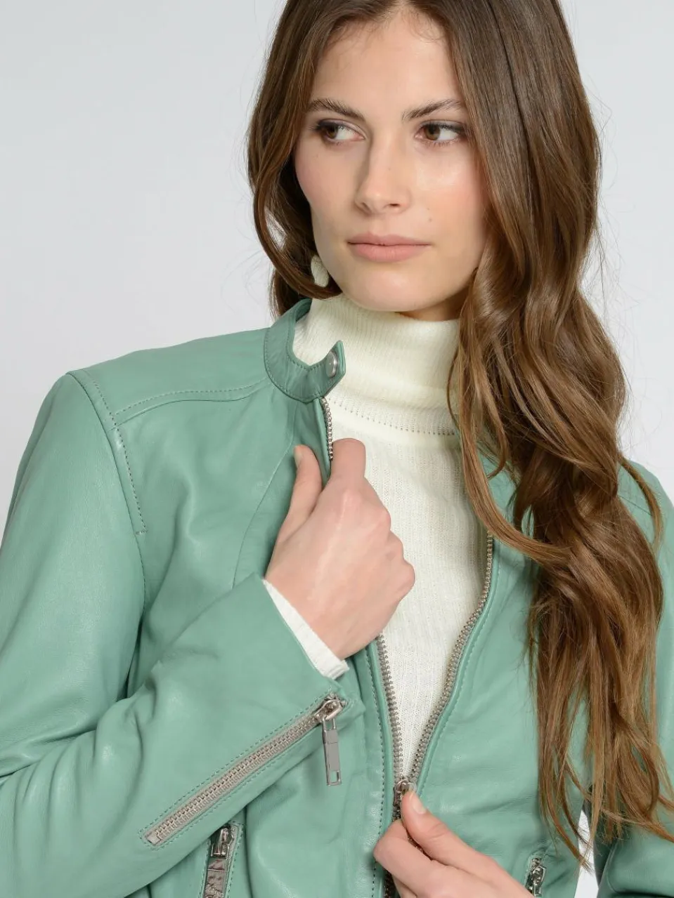 Maze Jacken & Westen<Damen Lederjacke grün uni