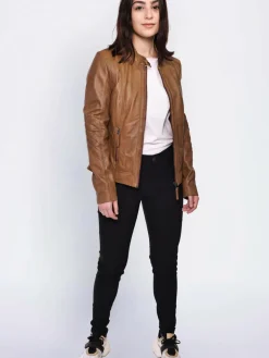 Mustang Jacken & Westen<Damen Lederjacke cognac uni