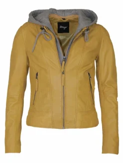 Maze Jacken & Westen|Blazer<Damen Lederjacke gelb uni