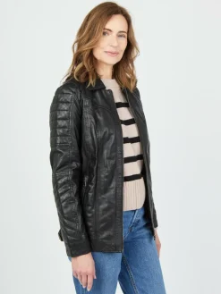 JCC Jacken & Westen<Damen Lederjacke schwarz uni