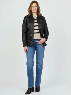 JCC Jacken & Westen<Damen Lederjacke schwarz uni