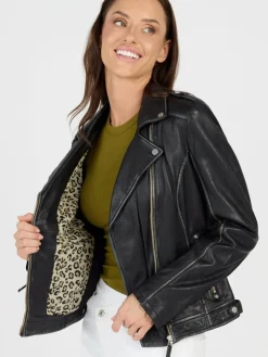 JCC Jacken & Westen<Damen Lederjacke schwarz uni