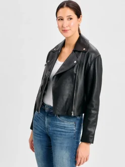 HUGO Jacken & Westen<Damen Lederjacke - Laridas schwarz uni