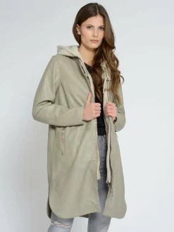 Maze Jacken & Westen<Damen Ledermantel grau uni