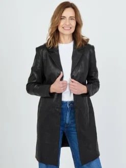 JCC Jacken & Westen<Damen Ledermantel schwarz uni